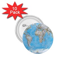 Blue White And Green World Map National Geographic 1 75  Buttons (10 Pack) by B30l