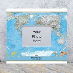 Blue White And Green World Map National Geographic White Wall Photo Frame 5  X 7  by B30l