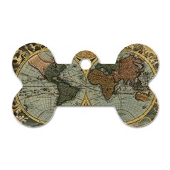 Vintage World Map Travel Geography Dog Tag Bone (one Side) by B30l