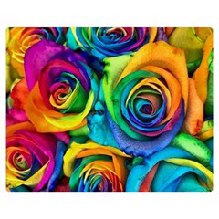 Colorful Roses Bouquet Rainbow Premium Plush Fleece Blanket (medium) by B30l