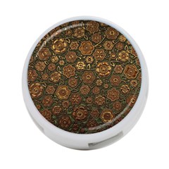 Brown And Green Floral Print Textile Ornament Pattern Texture 4-port Usb Hub (two Sides) by danenraven