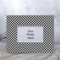 Black And White Checkerboard Background Board Checker White Tabletop Photo Frame 4 x6  by Cowasu