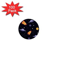 Cosmos Rockets Spaceships Ufos 1  Mini Buttons (100 Pack)  by Cowasu