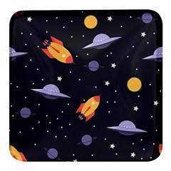 Cosmos Rockets Spaceships Ufos Square Glass Fridge Magnet (4 Pack) by Cowasu