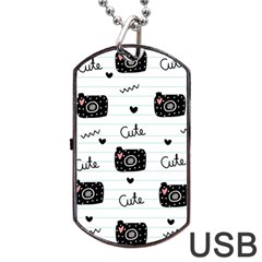 Cute Cameras Doodles Hand Drawn Dog Tag Usb Flash (two Sides) by Cowasu