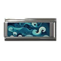 Waves Ocean Sea Abstract Whimsical Abstract Art Superlink Italian Charm (9mm) by Cowasu