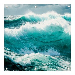 Ai Generated Waves Ocean Sea Tsunami Nautical Blue Sea Banner And Sign 3  X 3  by Cowasu