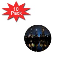 New York Night Central Park Skyscrapers Skyline 1  Mini Buttons (10 Pack)  by Cowasu