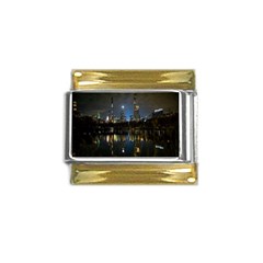 New York Night Central Park Skyscrapers Skyline Gold Trim Italian Charm (9mm) by Cowasu