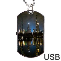 New York Night Central Park Skyscrapers Skyline Dog Tag Usb Flash (two Sides) by Cowasu
