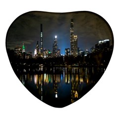 New York Night Central Park Skyscrapers Skyline Heart Glass Fridge Magnet (4 Pack) by Cowasu