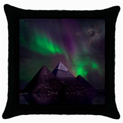 Fantasy Pyramid Mystic Space Aurora Throw Pillow Case (black) by Cowasu