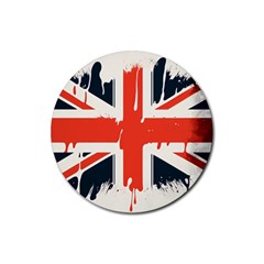 Union Jack England Uk United Kingdom London Rubber Round Coaster (4 Pack) by Bangk1t