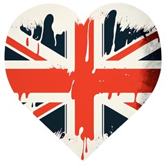 Union Jack England Uk United Kingdom London Wooden Puzzle Heart by Bangk1t