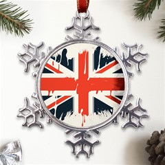 Union Jack England Uk United Kingdom London Metal Large Snowflake Ornament by Bangk1t