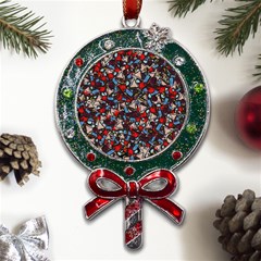 Harmonious Chaos Vibrant Abstract Design Metal X mas Lollipop With Crystal Ornament by dflcprintsclothing