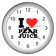 I Love Pear Juice Wall Clock (silver) by ilovewhateva