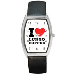 I love lungo coffee  Barrel Style Metal Watch Front