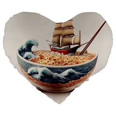 Noodles Pirate Chinese Food Food Large 19  Premium Flano Heart Shape Cushions by Ndabl3x