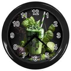 Drink Spinach Smooth Apple Ginger Wall Clock (black) by Ndabl3x