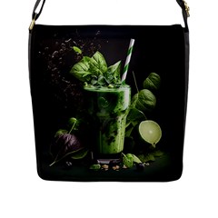 Drink Spinach Smooth Apple Ginger Flap Closure Messenger Bag (l) by Ndabl3x