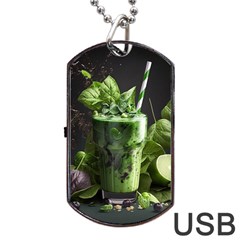 Drink Spinach Smooth Apple Ginger Dog Tag Usb Flash (two Sides) by Ndabl3x