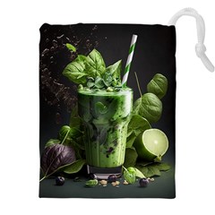 Drink Spinach Smooth Apple Ginger Drawstring Pouch (4xl) by Ndabl3x