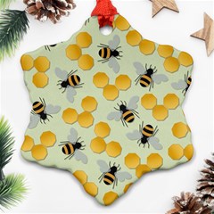 Honey Bee Bees Pattern Ornament (snowflake) by Ndabl3x