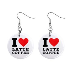 I Love Latte Coffee Mini Button Earrings by ilovewhateva