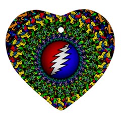 Grateful Dead Pattern Ornament (heart) by Wav3s