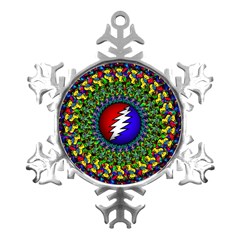 Grateful Dead Pattern Metal Small Snowflake Ornament by Wav3s