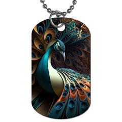 Peacock Bird Feathers Plumage Colorful Texture Abstract Dog Tag (one Side) by Wav3s