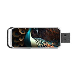 Peacock Bird Feathers Plumage Colorful Texture Abstract Portable Usb Flash (two Sides) by Wav3s