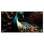 Peacock Bird Feathers plumage Colorful Texture Abstract Banner and Sign 6  x 3  Front