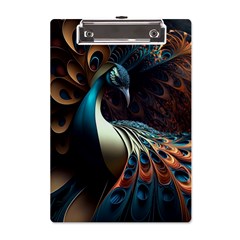 Peacock Bird Feathers Plumage Colorful Texture Abstract A5 Acrylic Clipboard by Wav3s