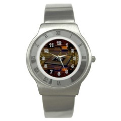 Processor Cpu Board Circuit Stainless Steel Watch by Wav3s