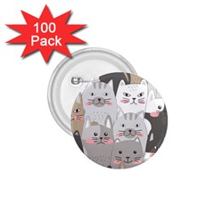 Cute Cats Seamless Pattern 1 75  Buttons (100 Pack)  by Wav3s