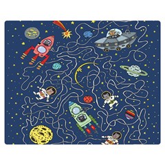 Cat-cosmos-cosmonaut-rocket Premium Plush Fleece Blanket (medium) by Wav3s