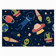 Seamless-pattern-with-funny-aliens-cat-galaxy Large Glasses Cloth (2 Sides) by Wav3s