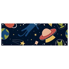 Seamless-pattern-with-funny-aliens-cat-galaxy Banner And Sign 9  X 3  by Wav3s