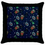 Monster-alien-pattern-seamless-background Throw Pillow Case (Black) Front