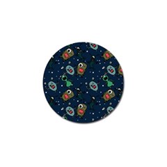 Monster-alien-pattern-seamless-background Golf Ball Marker by Wav3s