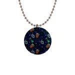 Monster-alien-pattern-seamless-background 1  Button Necklace Front