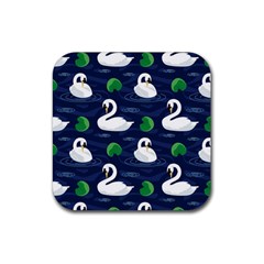 Swan-pattern-elegant-design Rubber Coaster (square) by Wav3s