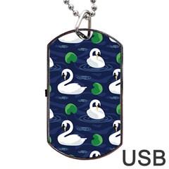 Swan-pattern-elegant-design Dog Tag Usb Flash (one Side) by Wav3s