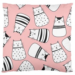 Cute Cats Cartoon Seamless-pattern Large Premium Plush Fleece Cushion Case (one Side) by Vaneshart