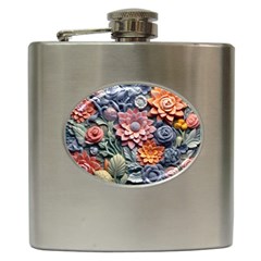 3d Flower Bloom Embossed Pattern Hip Flask (6 Oz) by Vaneshop