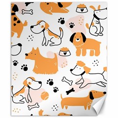 Seamless Pattern Of Cute Dog Puppy Cartoon Funny And Happy Canvas 8  X 10  by Wav3s