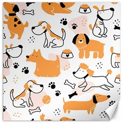 Seamless Pattern Of Cute Dog Puppy Cartoon Funny And Happy Canvas 12  X 12  by Wav3s