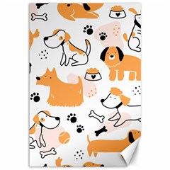 Seamless Pattern Of Cute Dog Puppy Cartoon Funny And Happy Canvas 12  X 18  by Wav3s